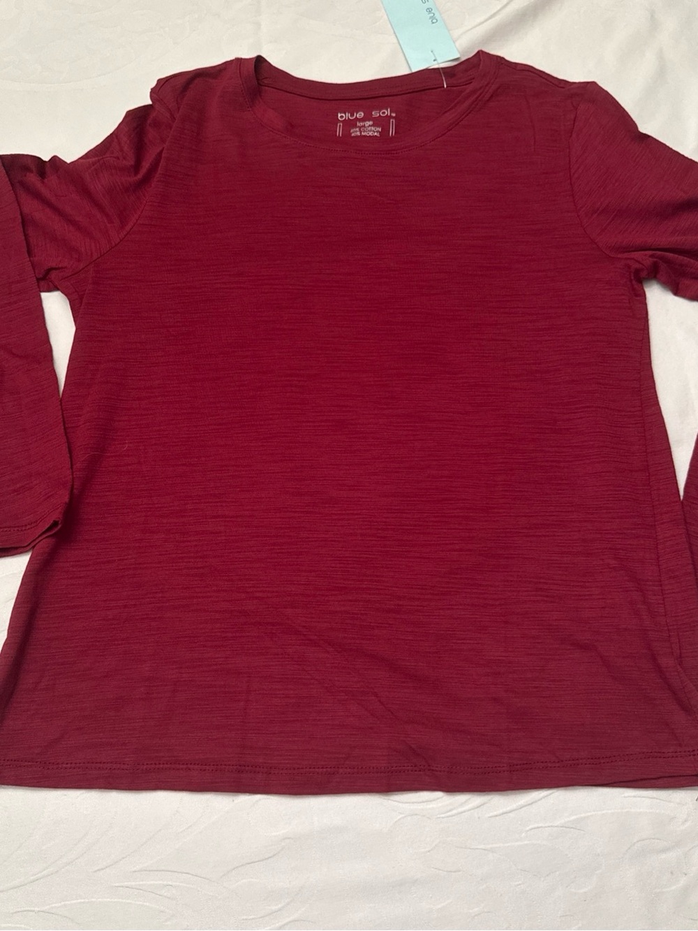 Nwt Blue sol Women's Long Sleeve Crewneck Top - Burgundy